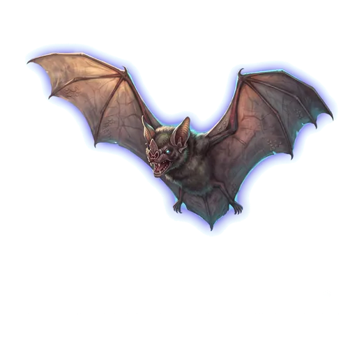 A large bat in flight, wing membranes stretched thin, nose leaf above an open mouth.