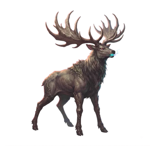 A tall stag carrying a wide many-tined rack, forelegs braced and head turned.