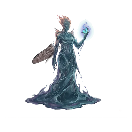 A humanoid figure formed entirely of one element, its edges dissolving back into it.