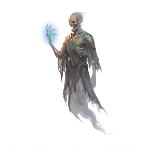 A translucent spirit, features only half formed, the lower body trailing away into nothing.