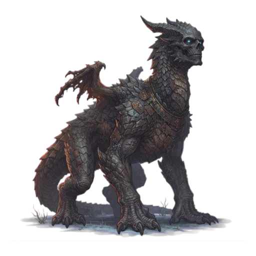 A dragonkin elder too old to fly and too vast for its burrow, wings shrunken flat against its back.