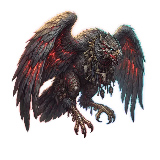 A bird of prey vast enough to carry off cattle, talons open, wings filling the sky.