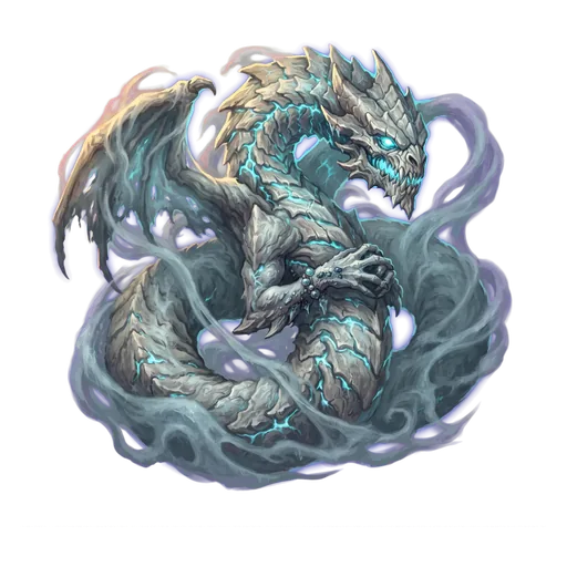 A pale serpent that swims through packed snow, frost sheeting off its length.