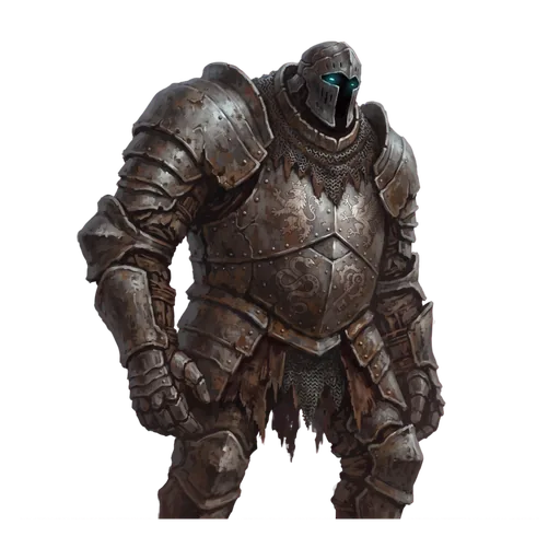 The armour of four kingdoms fused into one warden, with nobody left inside it.