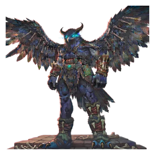 A thunderbird of impossible size with wings spread wide, lightning caught and flickering behind its eyes.