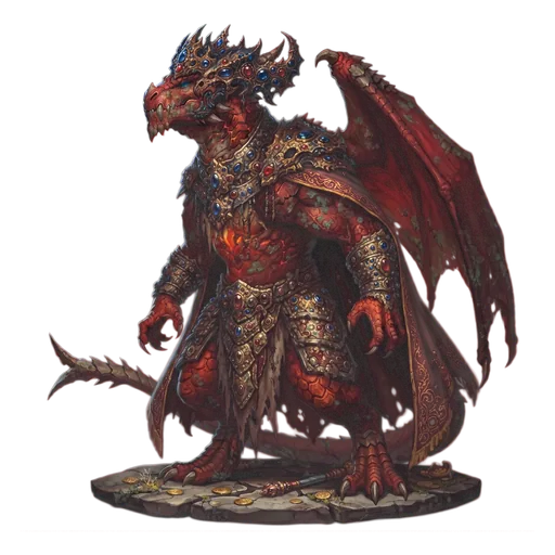The eldest of dragons: a mountain of red scale with fire moving visibly beneath it, horns worn blunt by age.